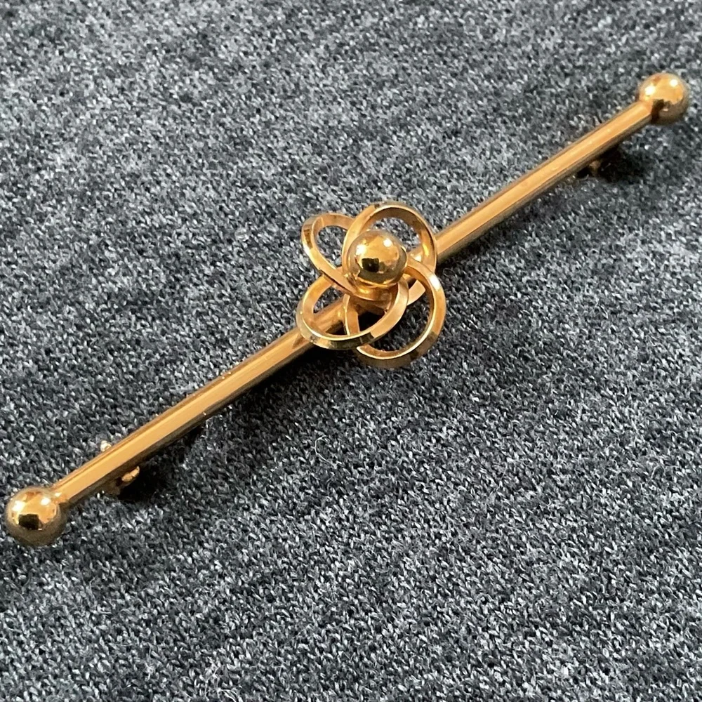 Vintage Van Dell 12K Gold Filled Bar Brooch Knot Mid Century